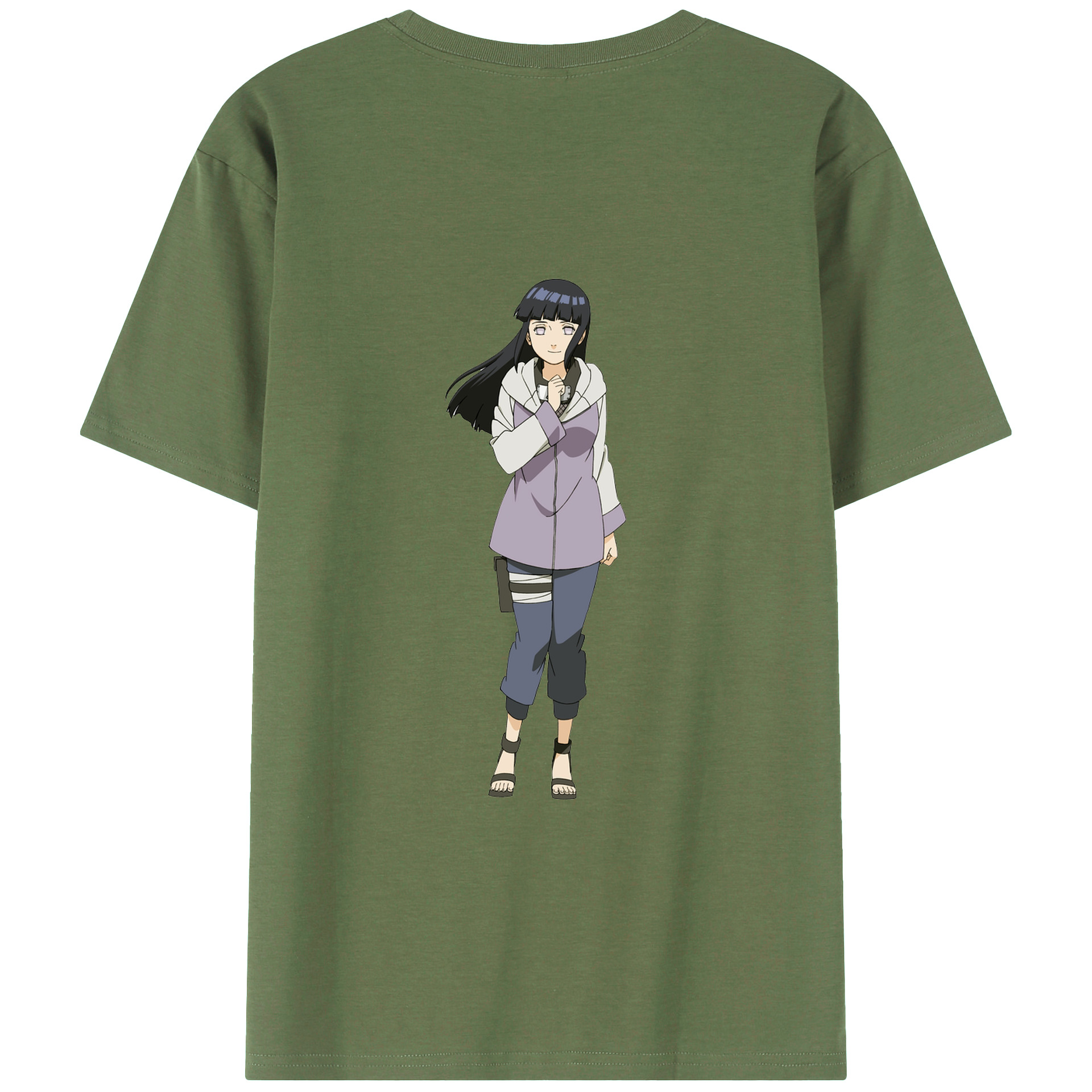 （画像用） NARUTO -ナルト- 日向ヒナタ Hyūga Hinata 綿100％ メンズ半袖Tシャツ（バックプリント） 通気性